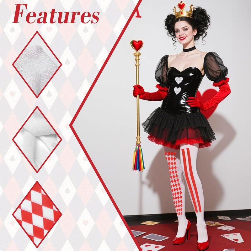 Aczyoxw Women Stockings Costumes Diamond and Hearts Tights Stocks Cosplay for Party - Image 2